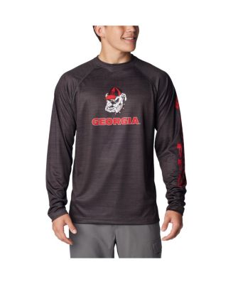 Мужская футболка Columbia Heather Charcoal Georgia Bulldogs PFG Terminal Tackle Omni-Shade Raglan Long Sleeve