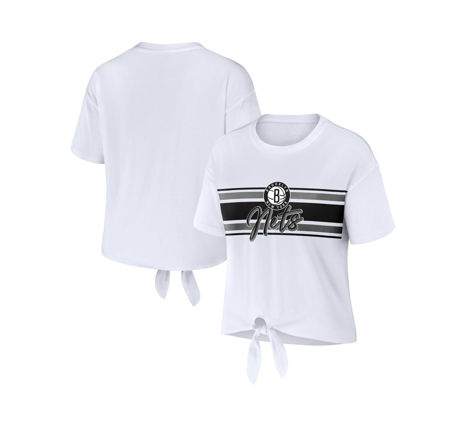 Женская футболка WEAR by Erin Andrews Brooklyn Nets, белая, с завязками спереди