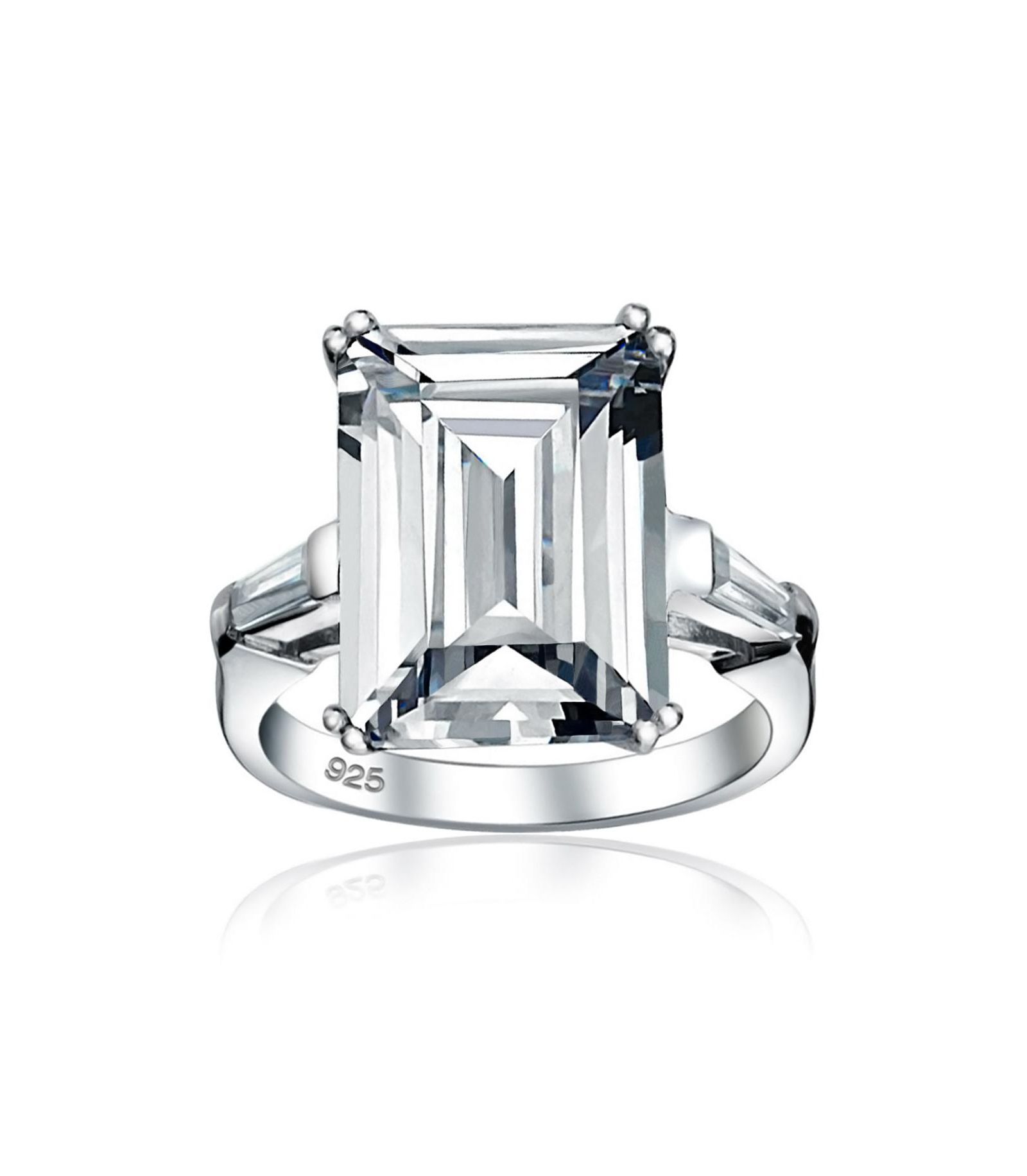 Кольцо Bling Jewelry Art Deco Style Big 10CT CZ Solitaire Emerald Cut Statement Promise из стерлингового серебра с камнями Cubic Zirconia