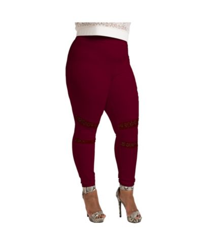 Леггинсы Poetic Justice Women's Plus Size Curvy-Fit Lace Inset Pull-On Ponte
