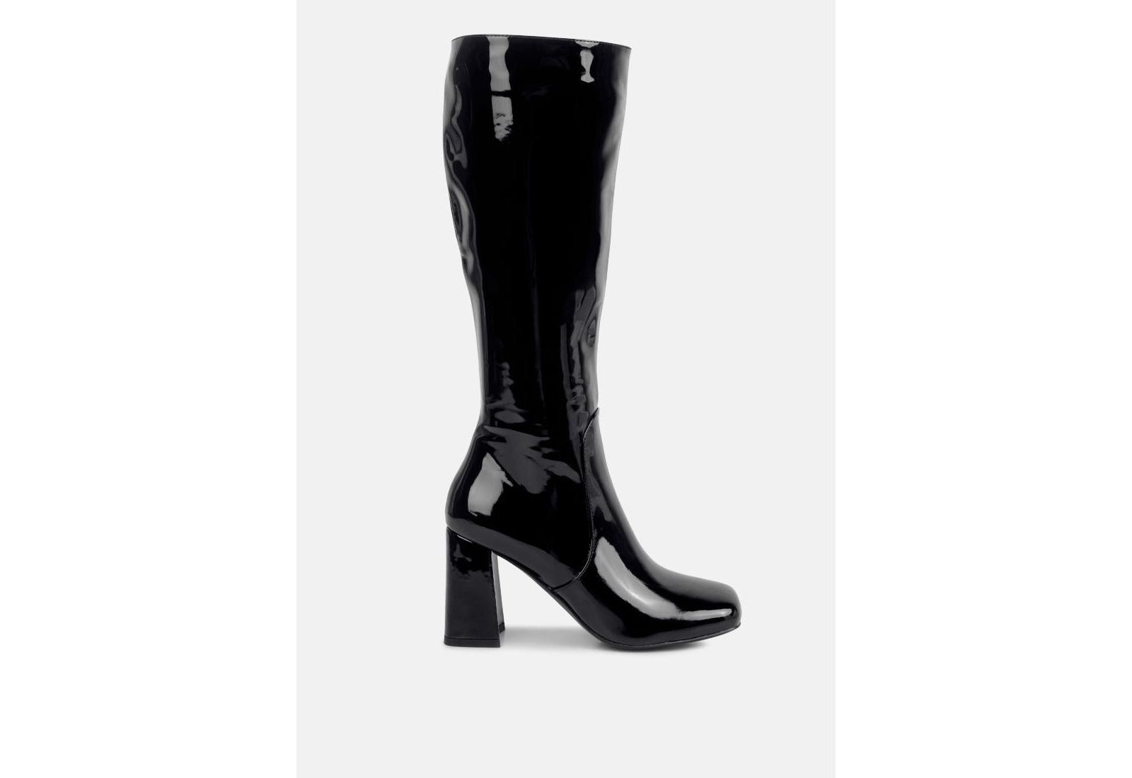London Rag Womens Hypnotize Patent Pu Block Heeled Calf Boots