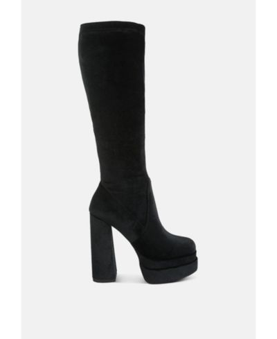 London Rag Женский ботинок London Rag Womens Lazuli High Block Heel Velvet Boot