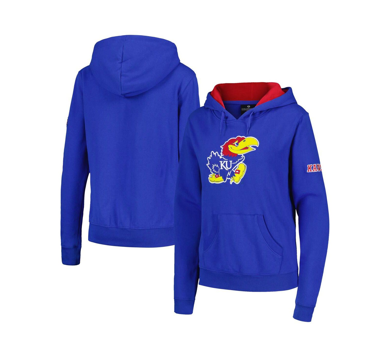 Женское синее худи Kansas Jayhawks Stadium Athletic с большим логотипом