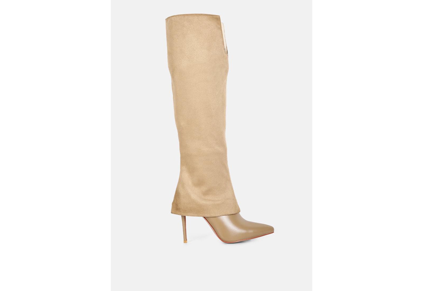 London Rag Womens Fifido Fold Over Stiletto Knee Boots