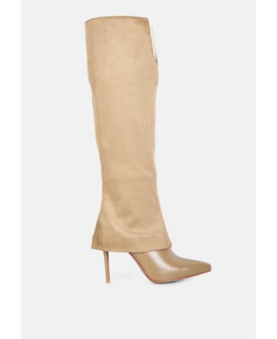 London Rag Womens Fifido Fold Over Stiletto Knee Boots