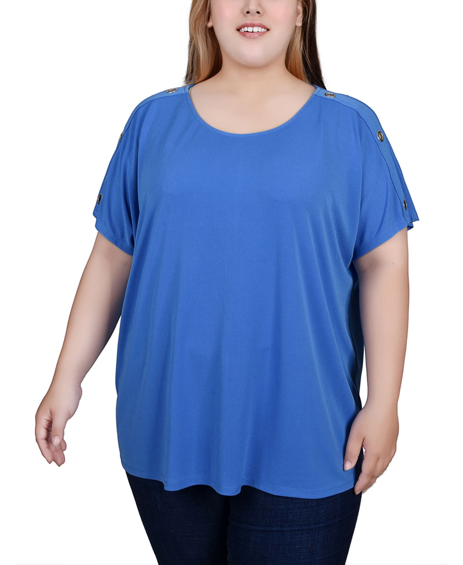 NY Collection Plus Size туника с коротким рукавом