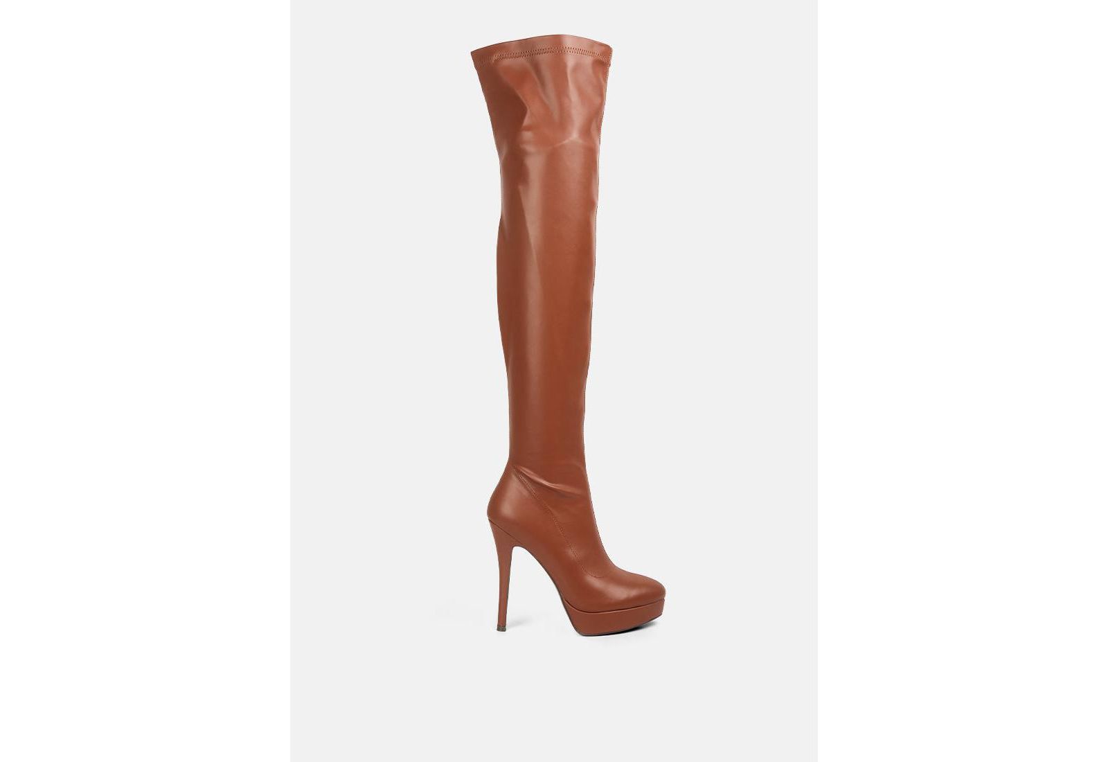 London Rag Women's confetti stretch pu high heel Over the knee boots