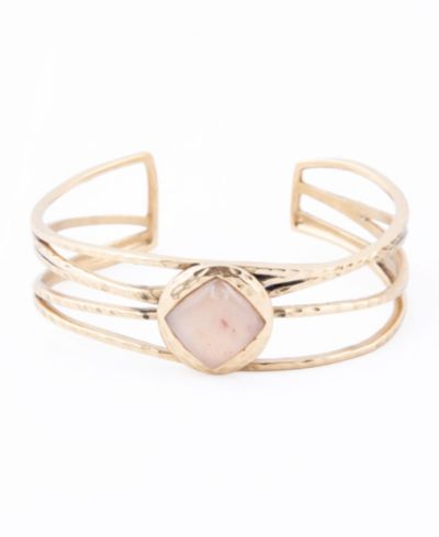 Barse Terra Genuine Peach Moonstone Kite Cuff Bracelet