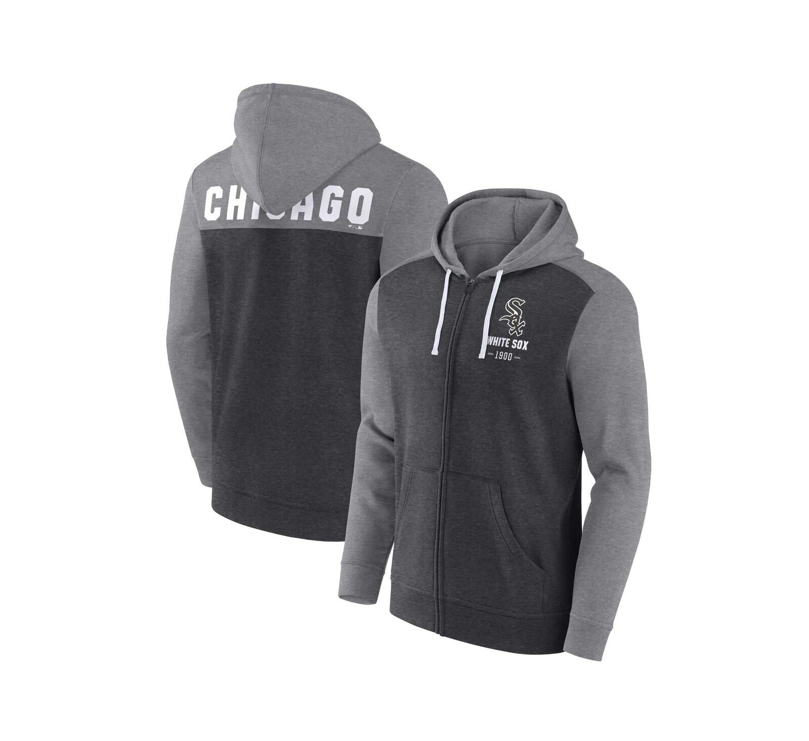 Men's Fanatics Heathered Charcoal, Heathered Gray Chicago White Sox Blown Away Full-Zip Hoodie