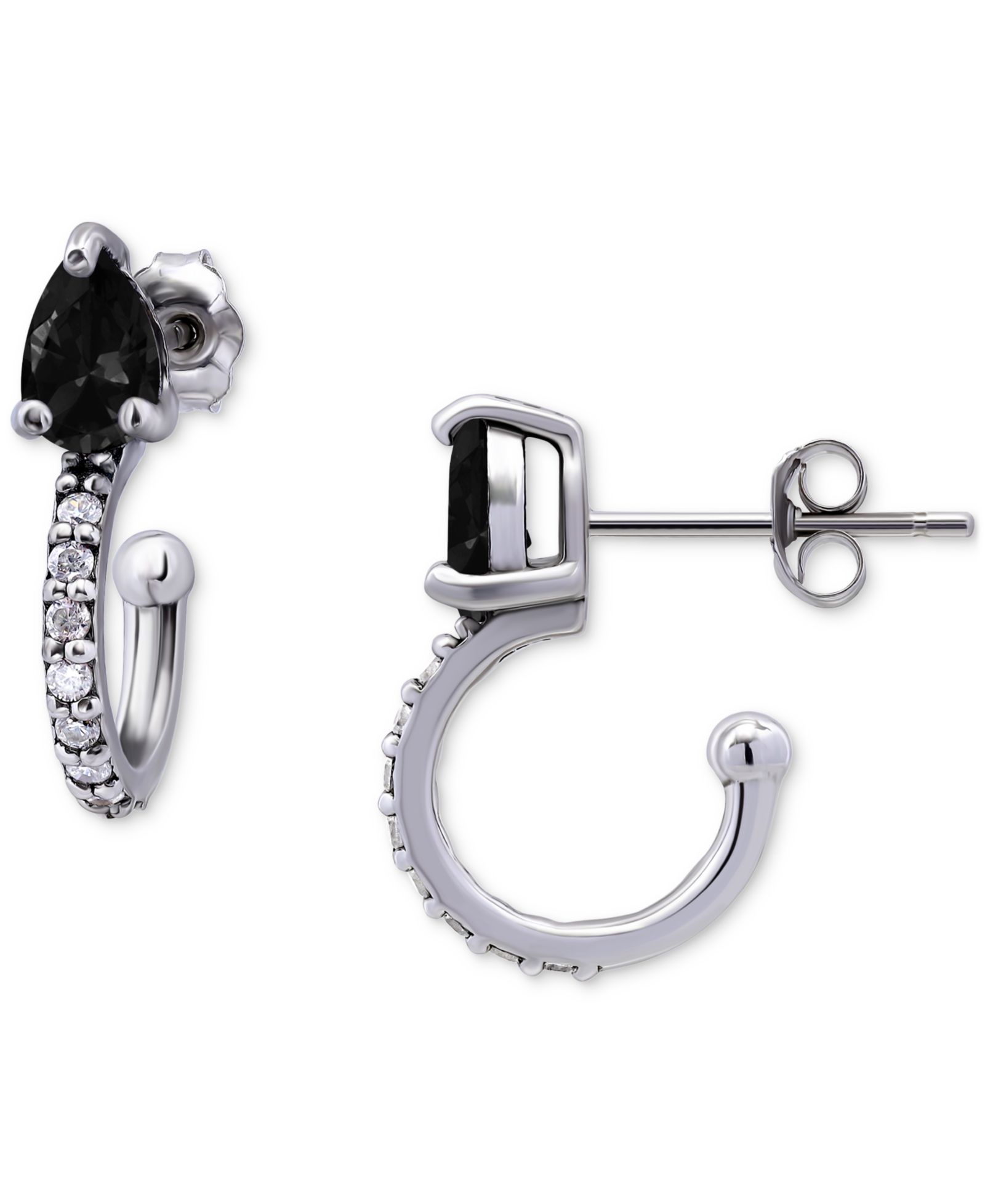 Giani Bernini серьги-кольца Small Hoop Cubic Zirconia Black & White 18k Gold-Plated Sterling Silver 0.75"