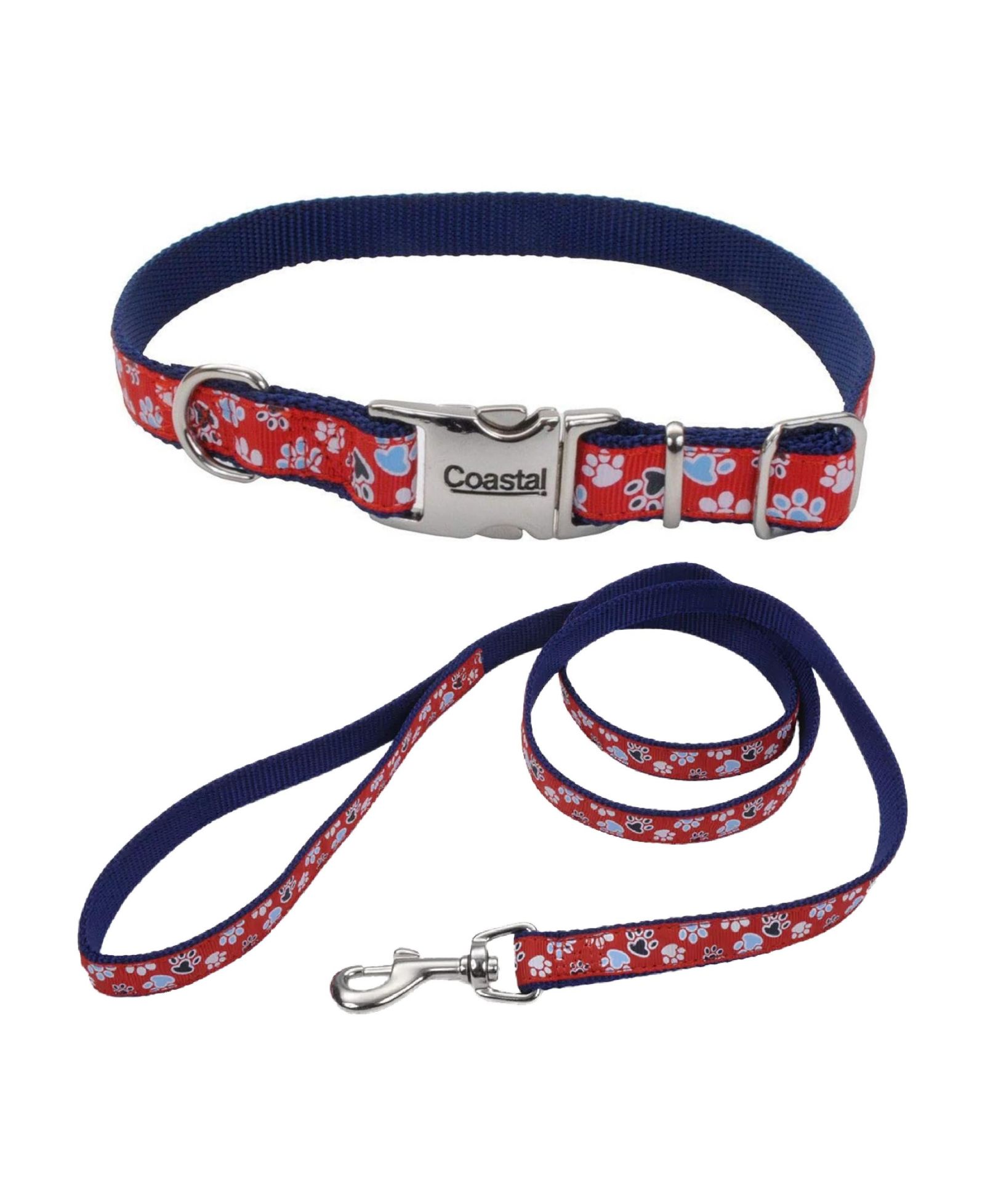 Набор поводков Coastal Pet Ribbon Dog Leash Set Red with Paws