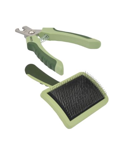 Coastal Pet Safari by Dog Grooming Bundle - Professional Dog Nail Trimmer & Curved Firm Slicker Dog Brush