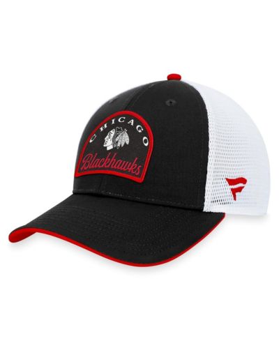 Men's Fanatics Black, White Chicago Blackhawks Fundamental Adjustable Hat