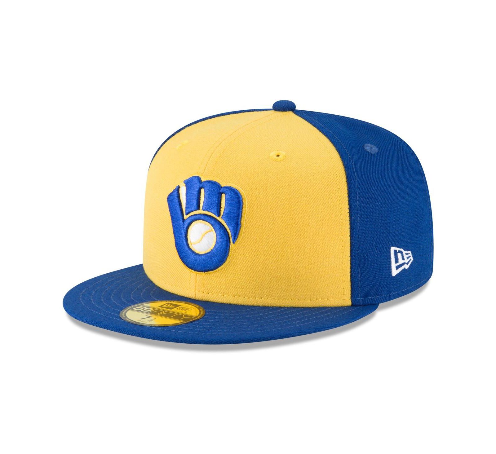 Men's New Era Yellow Milwaukee Brewers Cooperstown Collection Wool 59FIFTY Fitted Hat