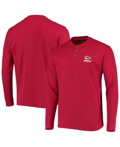 Мужская термофутболка Dunbrooke Red Kansas City Chiefs Logo Maverick Thermal Henley Long Sleeve T-shirt