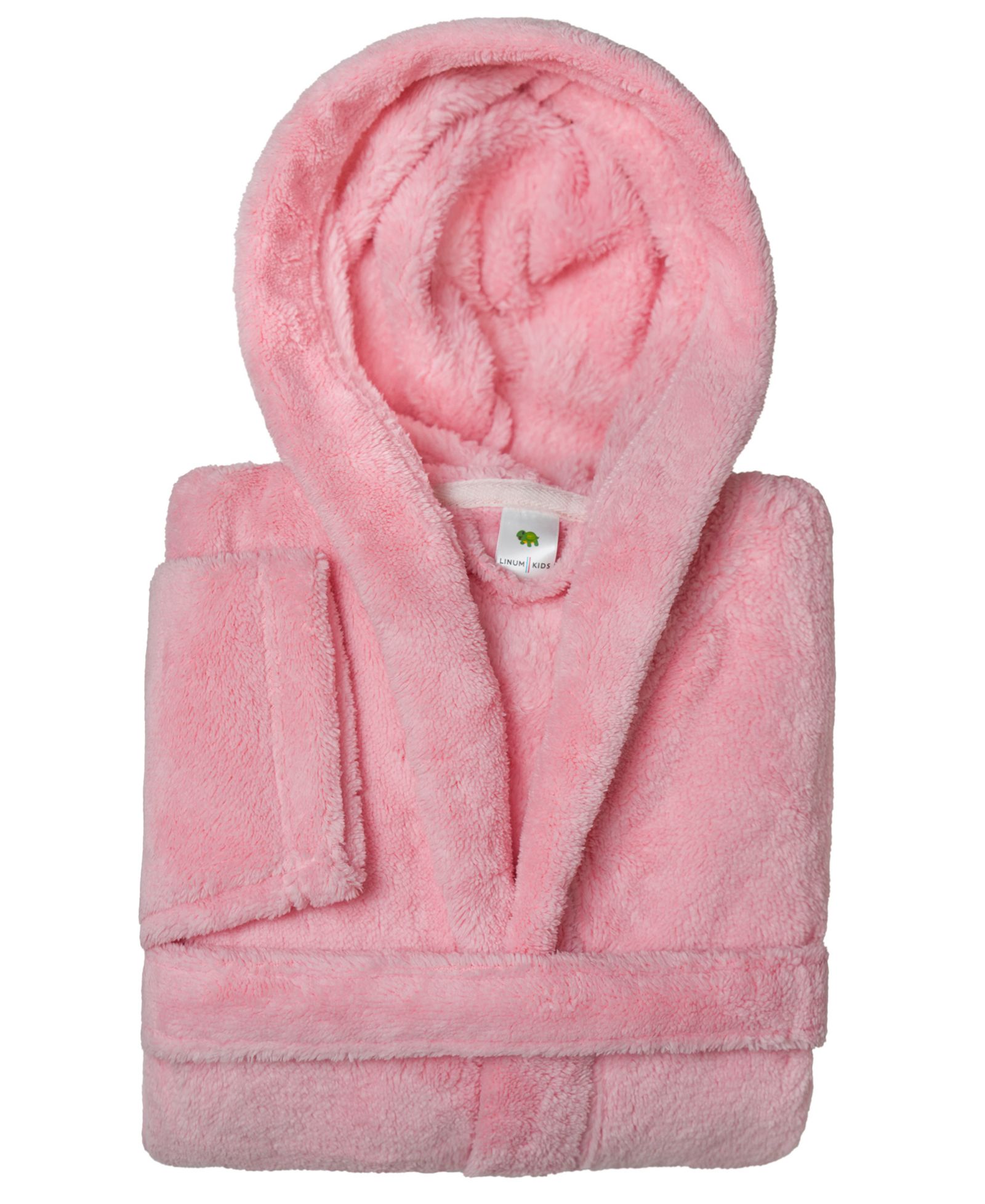 Linum Home Kids Super Plush Double Brushed Hooded Polyester Bathrobe
