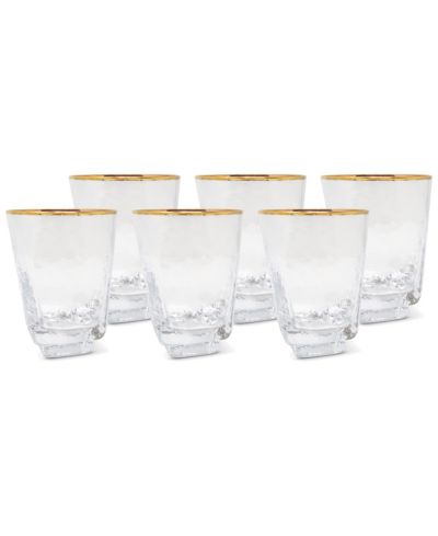 Vivience Square Shaped Rim Hammered Tumbler Glasses, Set of 6