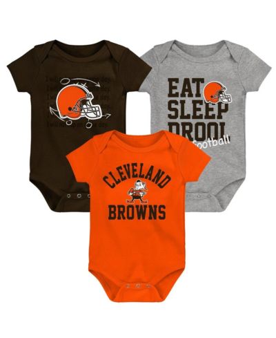 Набор боди для малышей Cleveland Browns, коричневый, оранжевый и серый меланж
