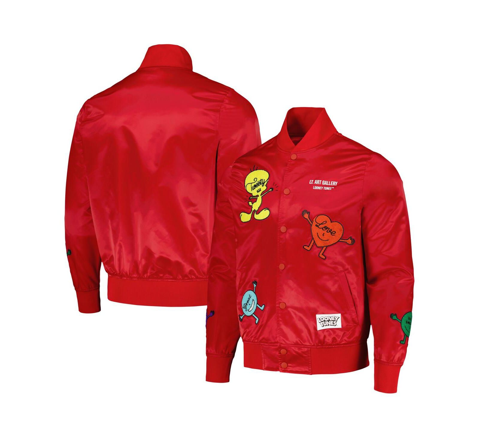 Men's Freeze Max Red Looney Tunes Positive Energy Satin Full-Snap Jacket