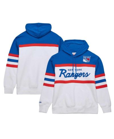 Мужской свитшот-худи Mitchell & Ness White Blue New York Rangers Head Coach Pullover