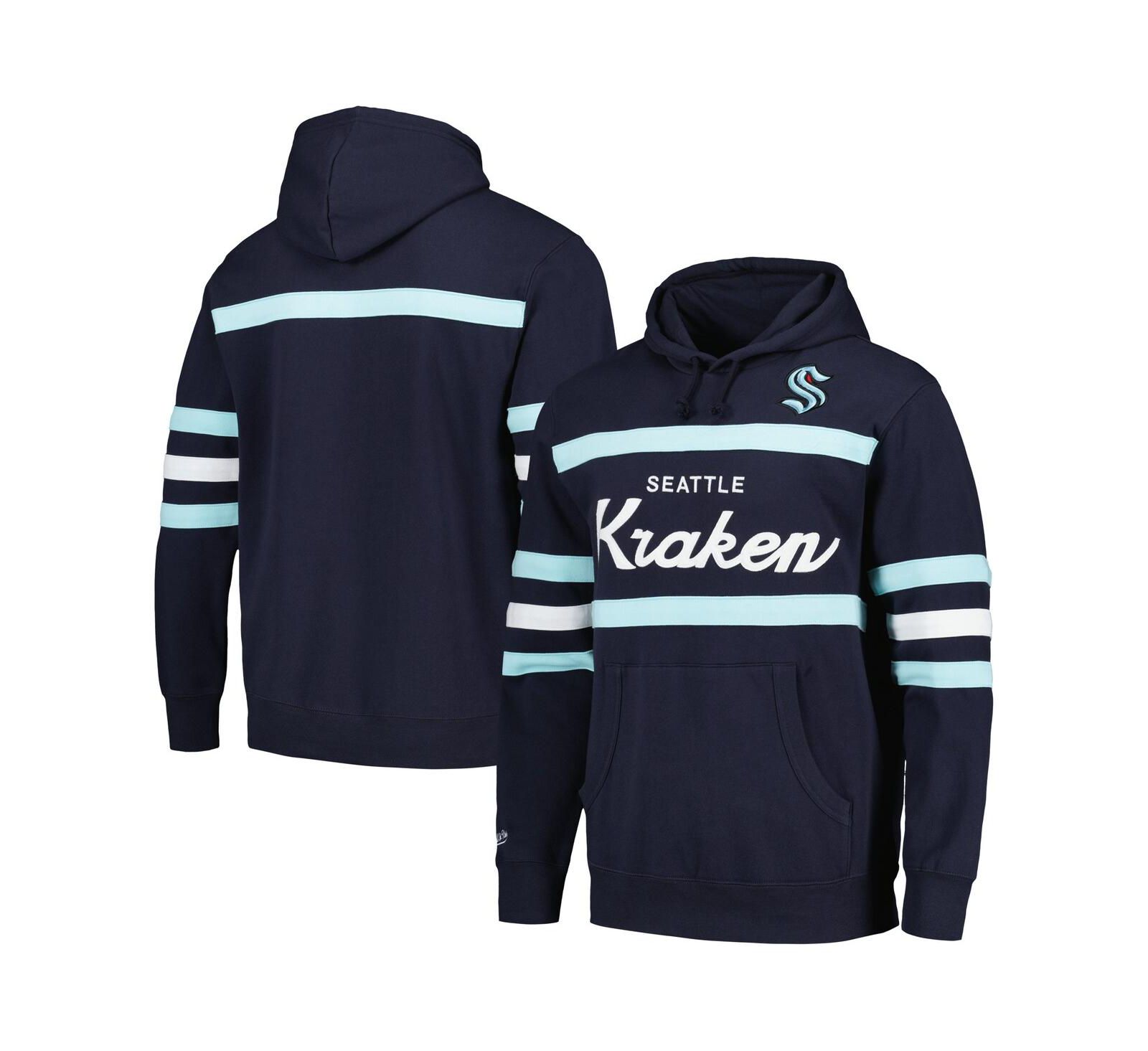 Мужское худи Mitchell & Ness Seattle Kraken Deep Sea Blue