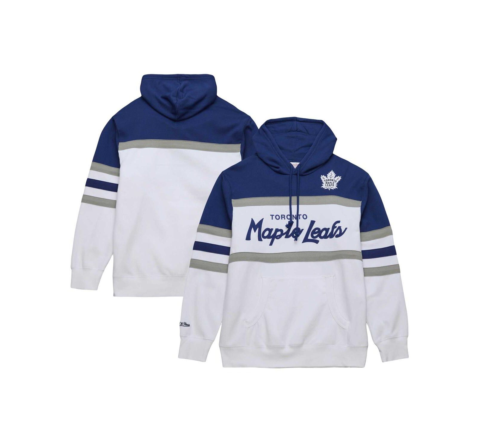 Мужское худи Mitchell & Ness White, Blue Toronto Maple Leafs Head Coach Pullover Hoodie