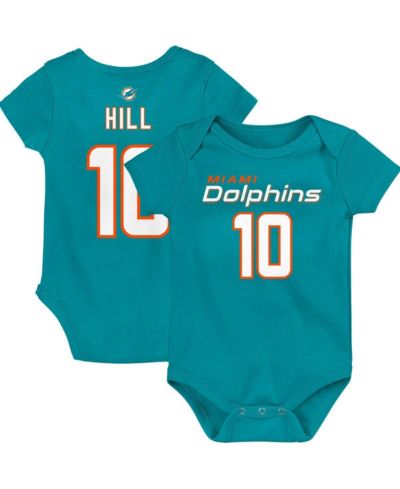 Baby Boys and Girls Tyreek Hill Aqua Miami Dolphins Mainliner Player Name and Number Bodysuit