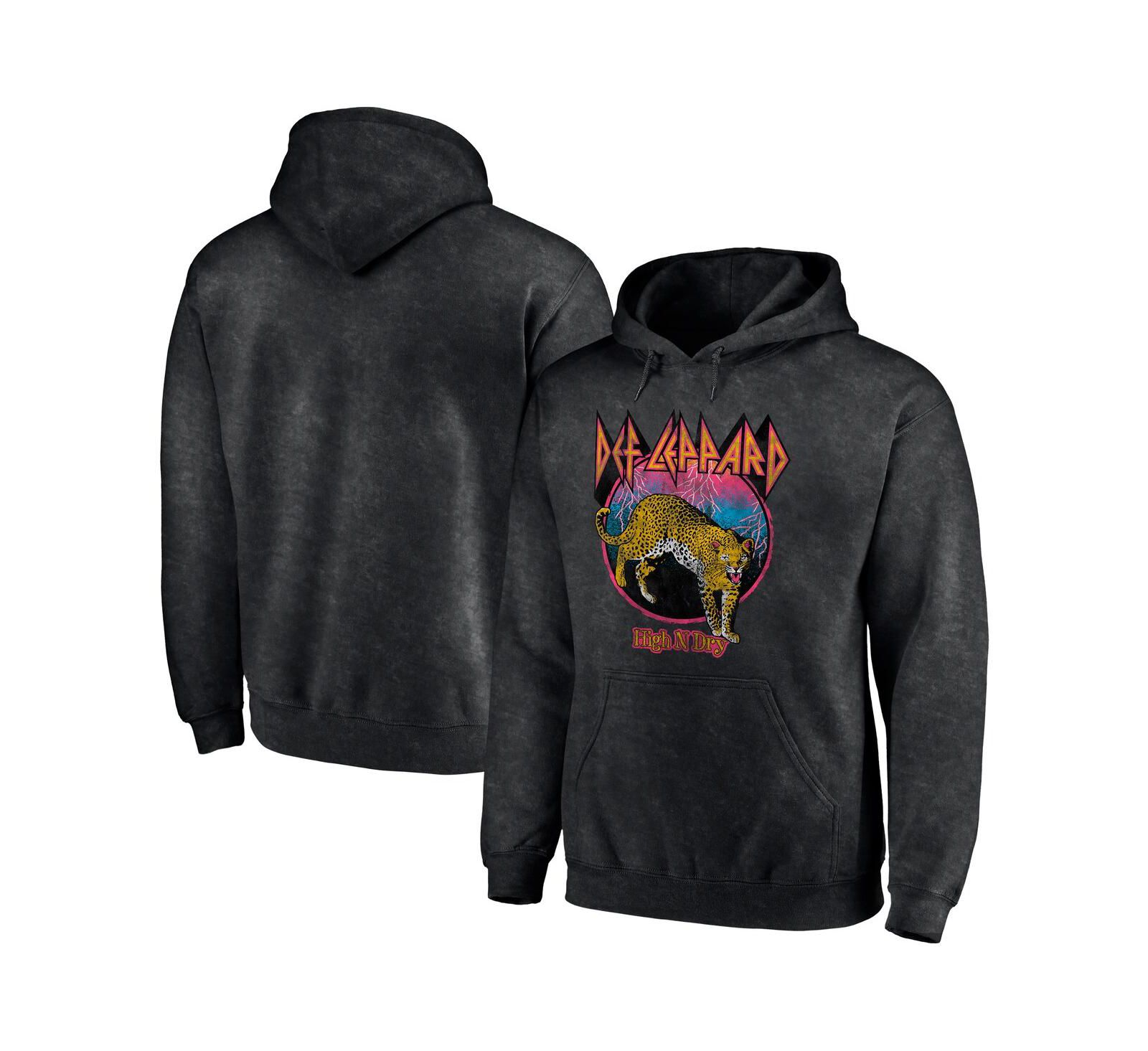 Men's Black Def Leppard High N' Dry Washed Pullover Hoodie