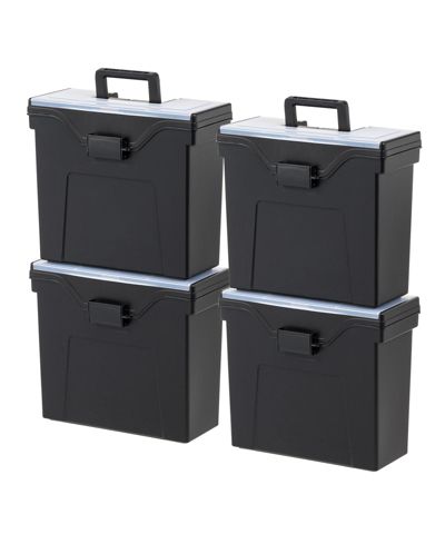 Органайзер для документов IRIS USA File Box Slim Portable Plastic, Black 4 Pack