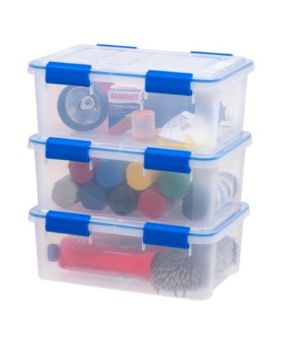 IRIS 3 Pack 16 Quart WeatherPro Plastic Storage Box Durable Lid and Seal and Secure Latching Buckles