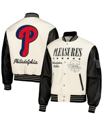Мужская куртка-бомбер PLEASURES White Philadelphia Phillies Full-Snap Varsity