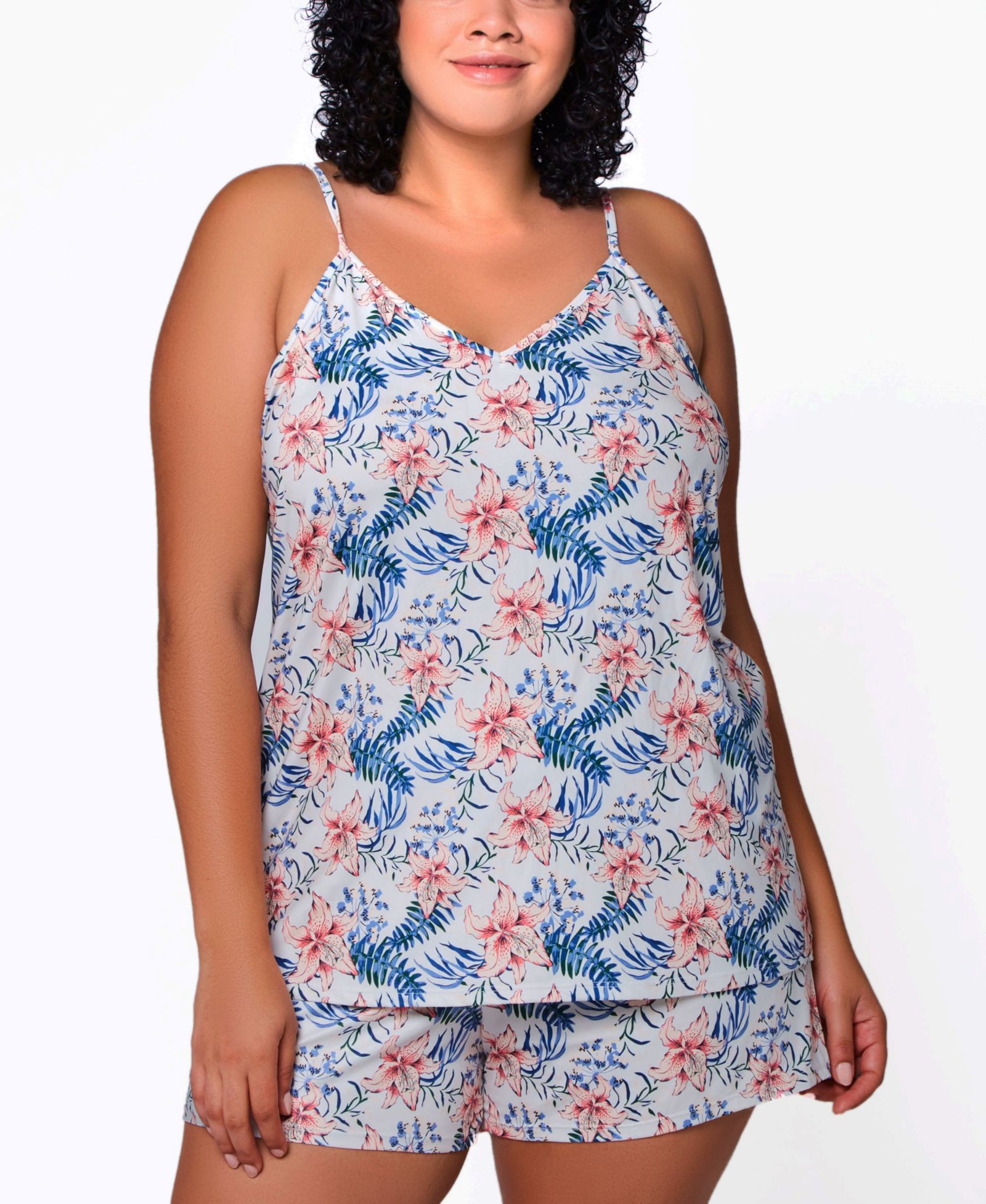 iCollection Plus Size 2-Piece Light Weight Cami and Short Pajama Set