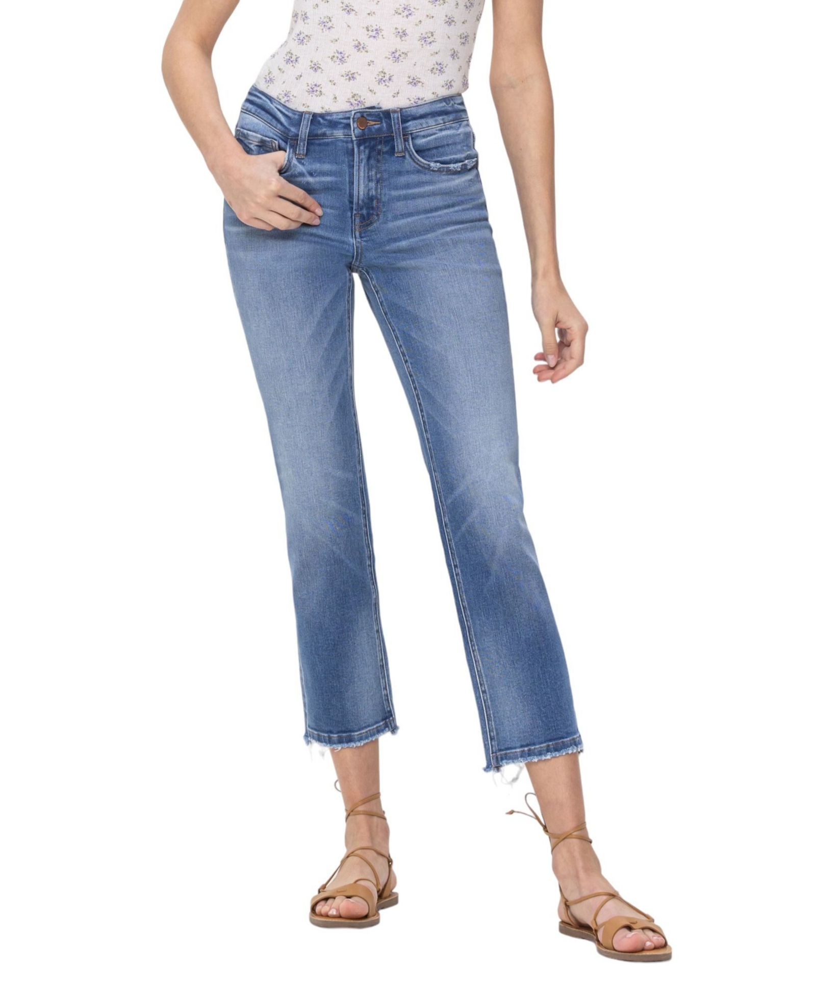 Женские джинсы Flying Monkey Mid Rise Cropped Step Hem Straight