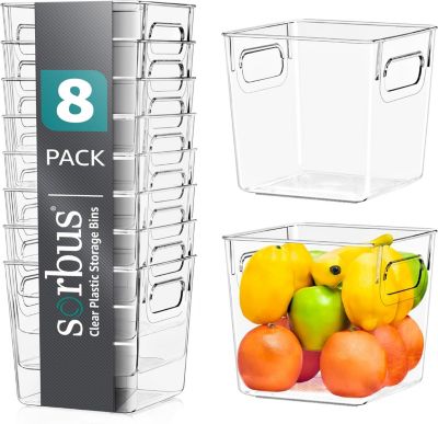 Прозрачные контейнеры для хранения Sorbus 8 шт. с ручками для кухни и кладовой