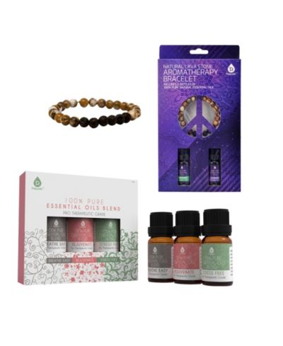 Набор PURSONIC Aromatherapy Bliss: браслет из лавового камня + чистые эфирные масла