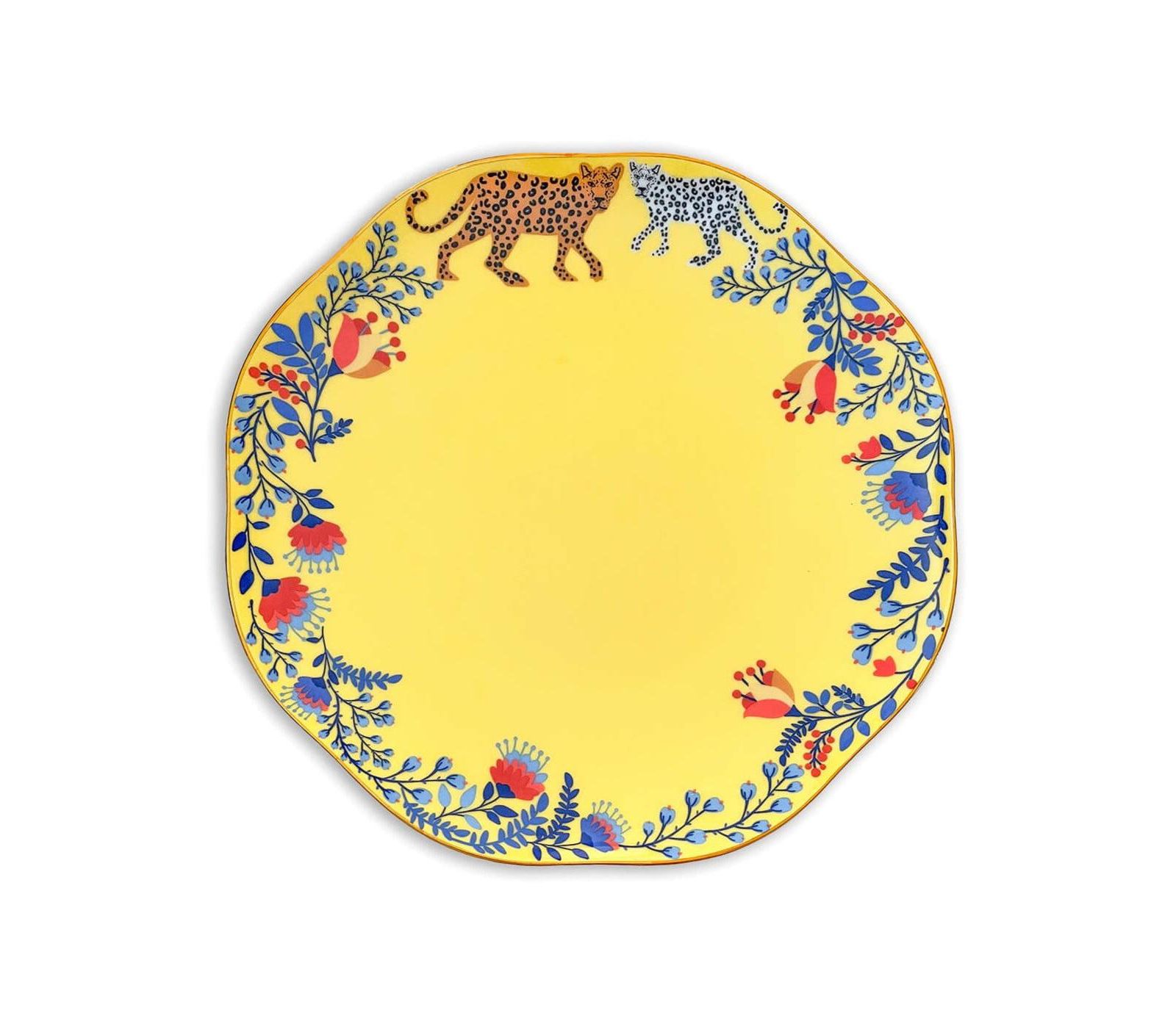 Jessie Zhao New York Amazon Rainforest Bone China Dinner Plate In Yellow
