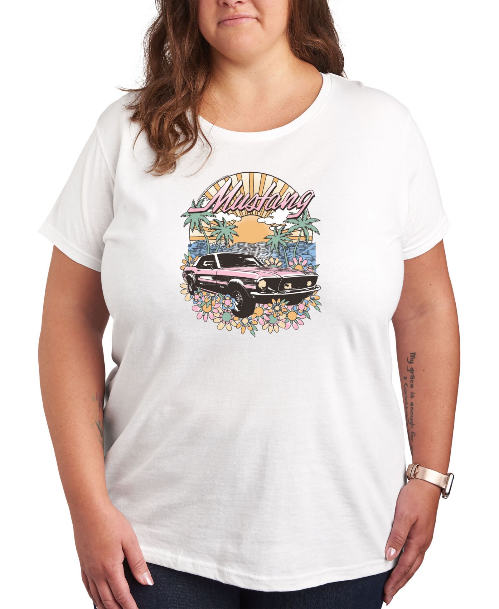 Женская футболка Hybrid Apparel Trendy Plus Size с принтом Ford Mustang