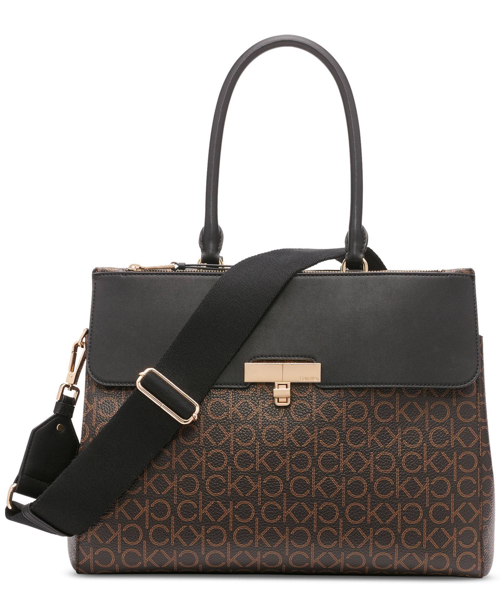 Calvin Klein Becky Signature Triple Compartment Turnlock Convertible Tote