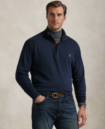 Мужской джерси пуловер Polo Ralph Lauren Big & Tall Luxury Quarter-Zip