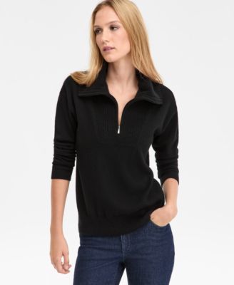 Charter Club Women's 100% Cashmere Quarter-Zip Sweater, Created for Macy's