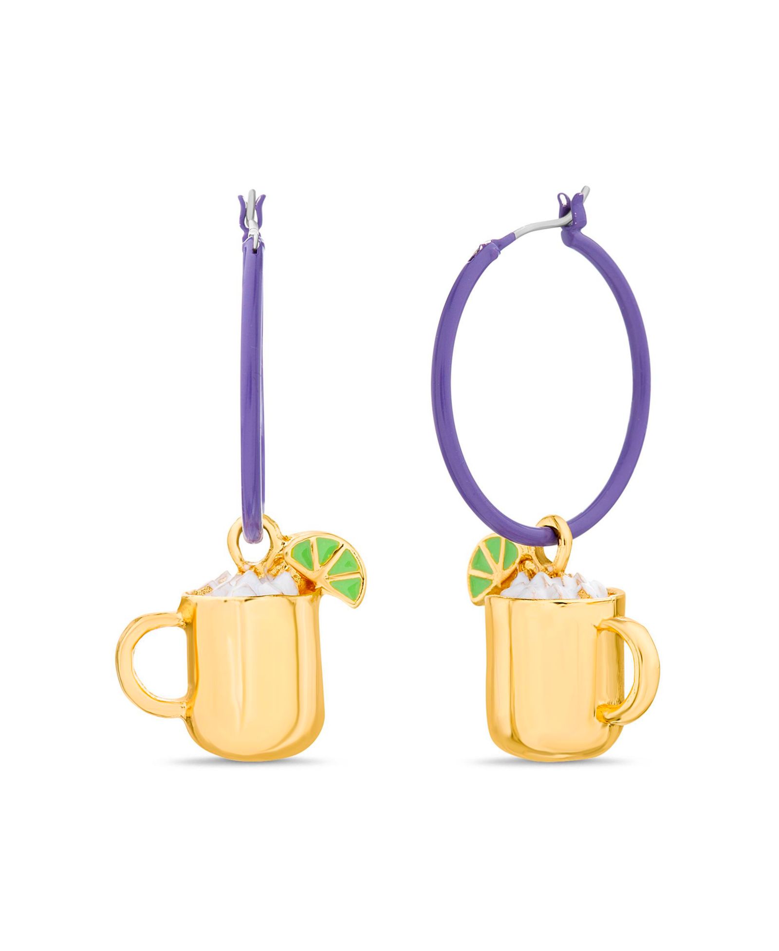Серьги kensie Purple Hoop с подвеской Mug Dangle Charm