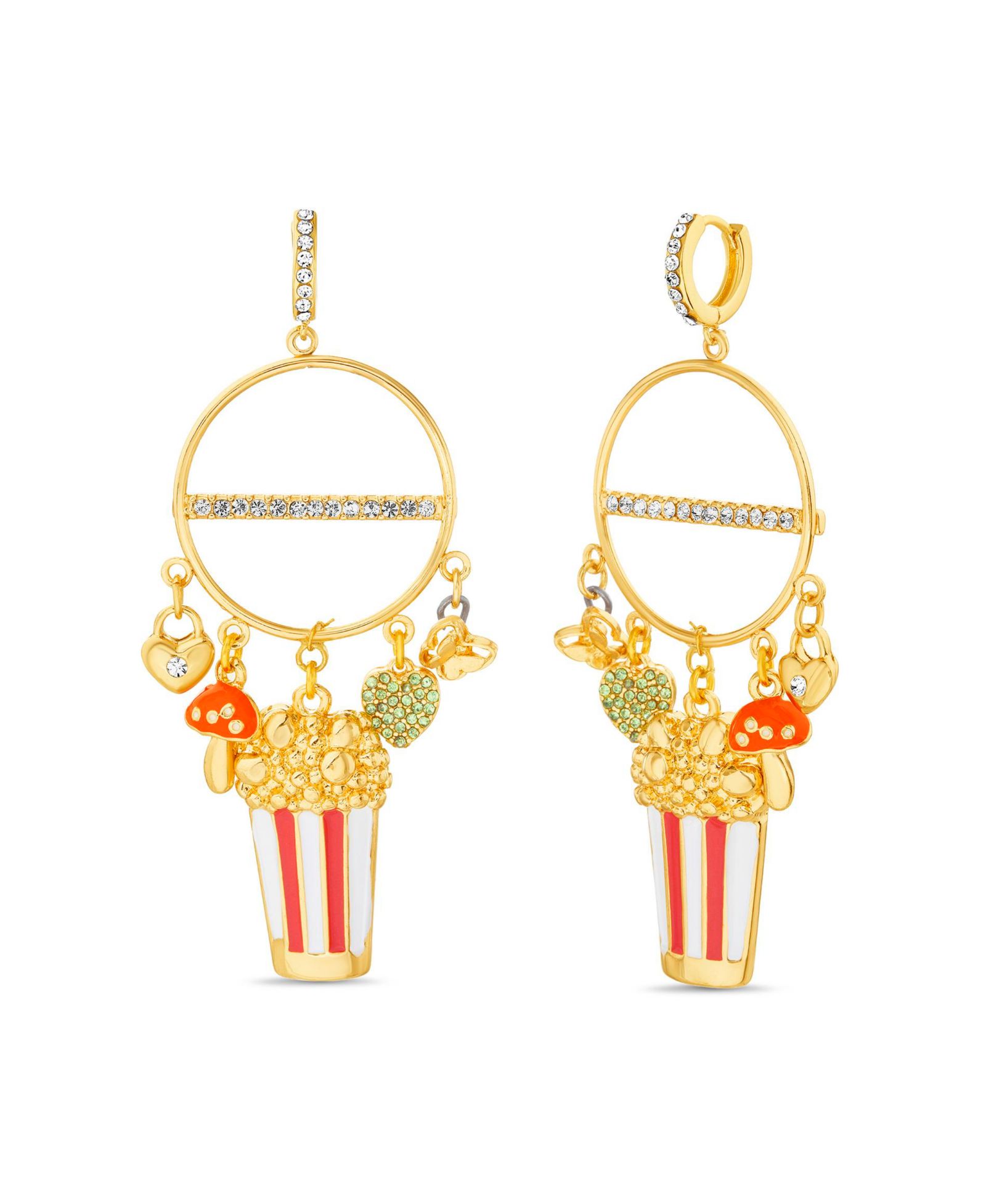 Серьги Kensie Huggie Front Facing Hoop с подвесками Popcorn, Butterfly и Mushroom