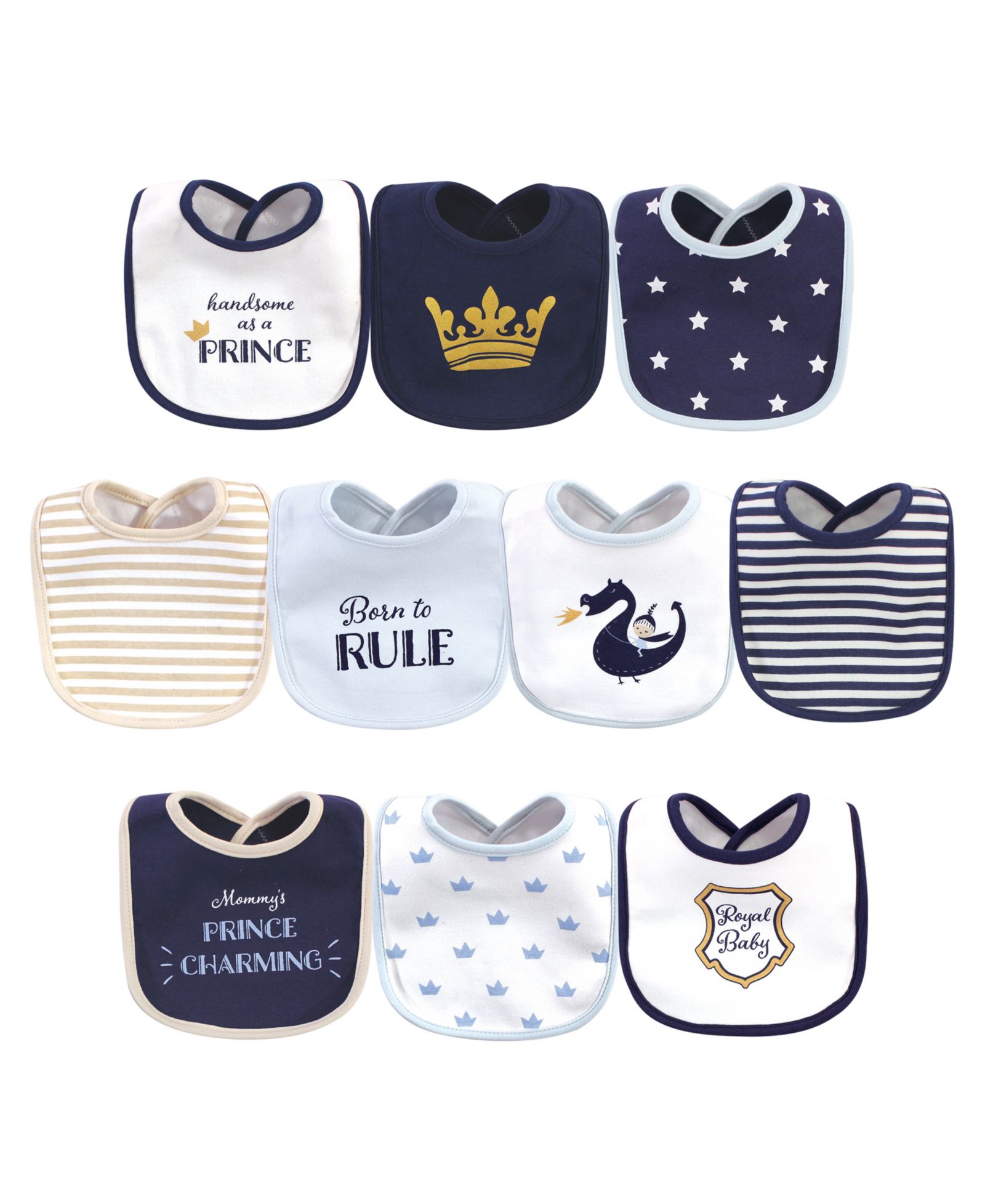 Hudson Baby Boys 10-Piece Soft Interlock Feeding Bib Set