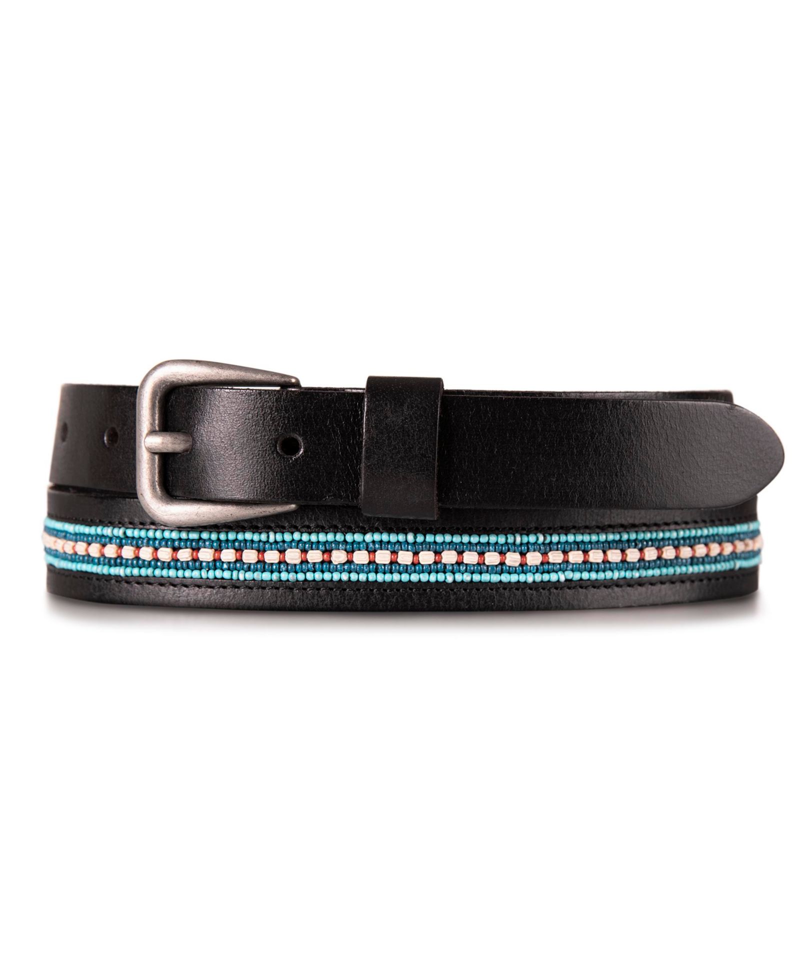 Кожаный ремень Lucky Brand Turquoise Beaded Stripe