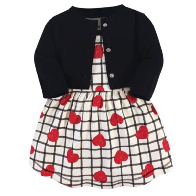 Touched by Nature Baby Girls Comfy Natural Cotton Dress & Cardigan Set