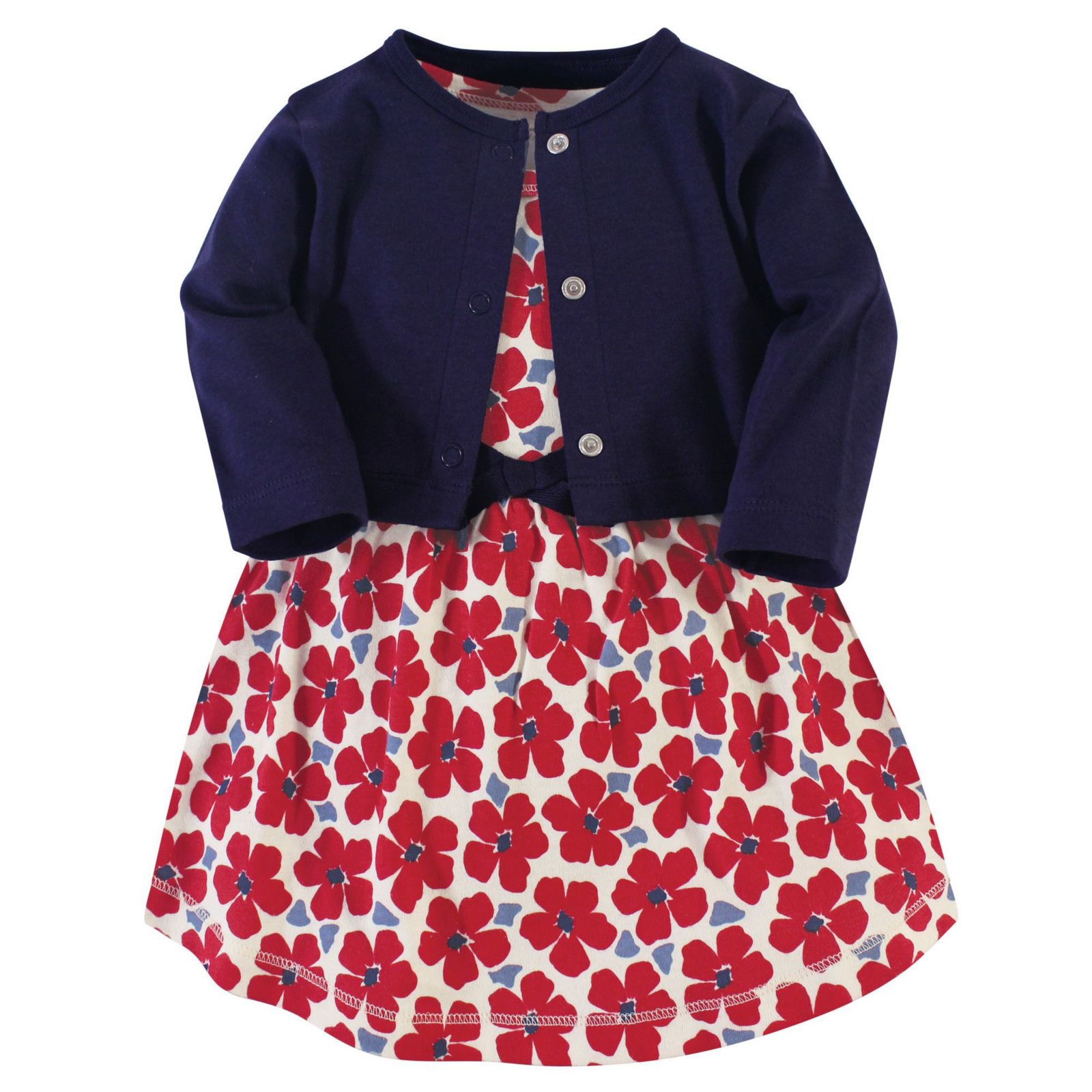 Touched by Nature Baby Girls Comfy Natural Cotton Dress & Cardigan Set