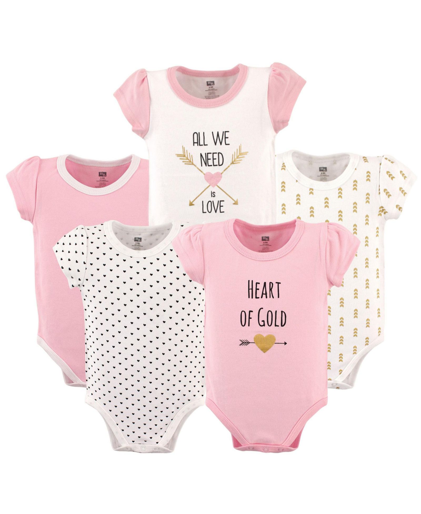 Hudson Baby комплект из 5 хлопковых боди для новорожденных девочек