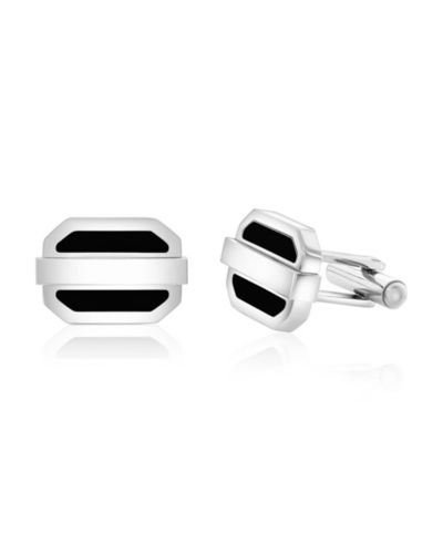 Metallo Stainless Steel Enamel Oval Cuff Links