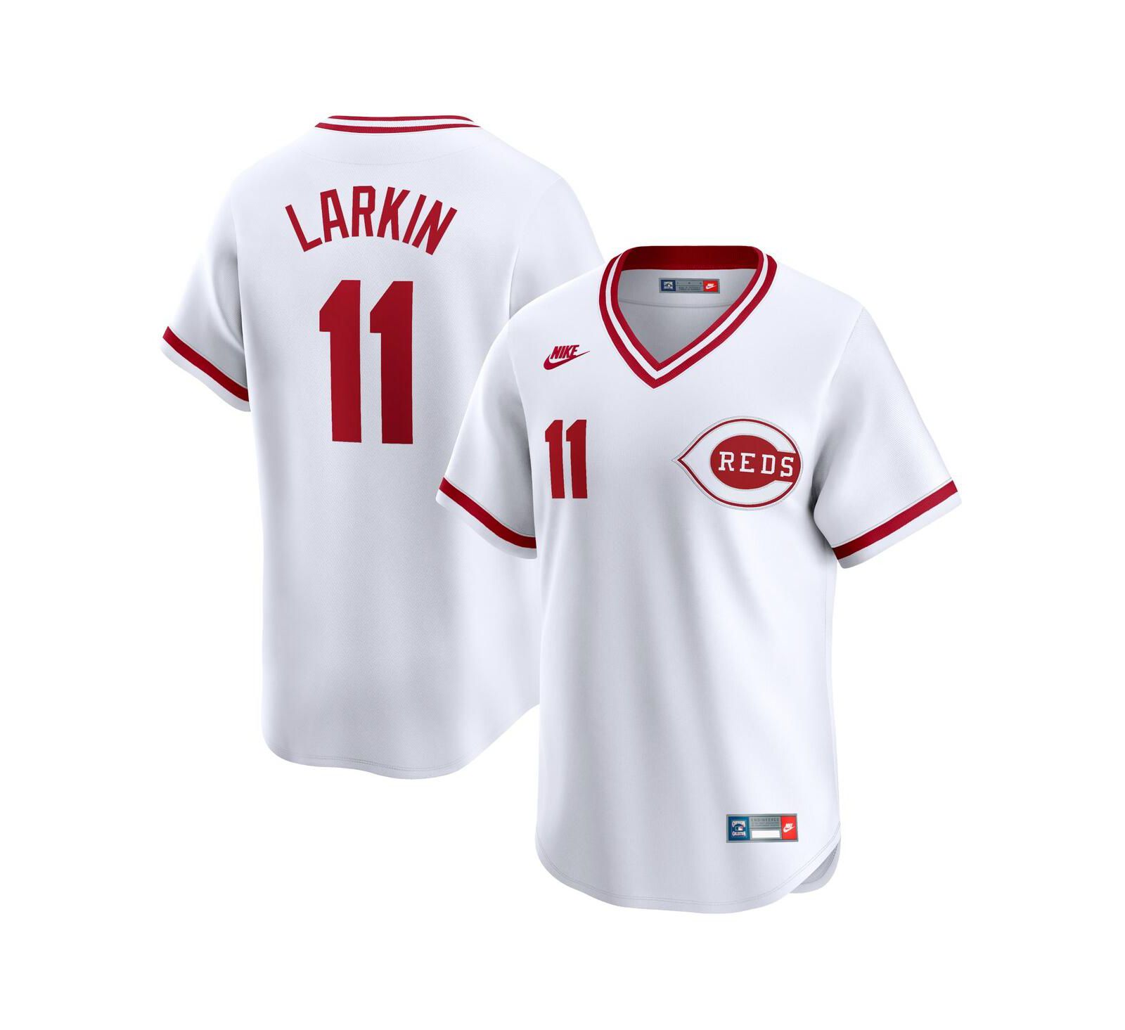 Nike Men's Barry Larkin White Cincinnati Reds Throwback Cooperstown Limited Jersey