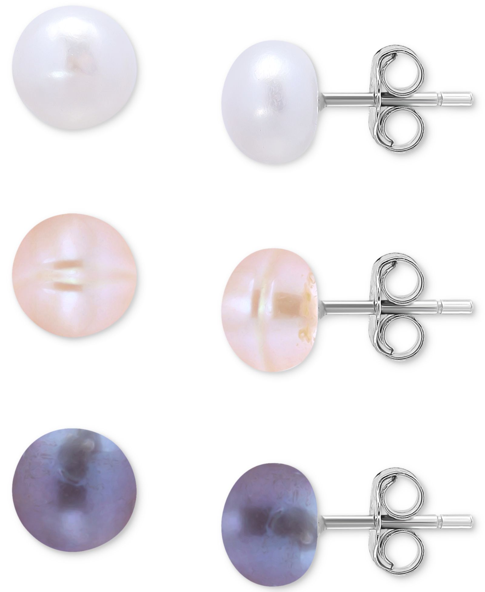 Серьги-гвоздики Giani Bernini 3-Pc. Set Multicolor Cultured Freshwater Pearl (7mm) Sterling Silver